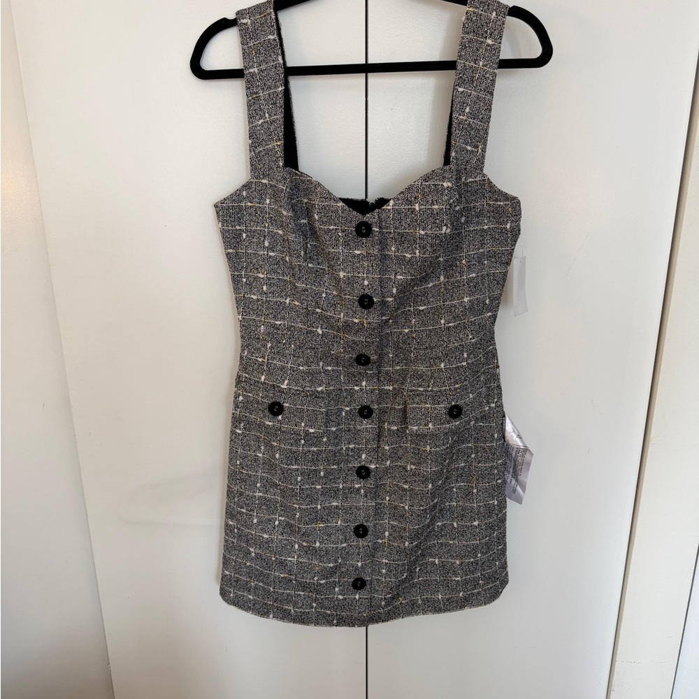 Dress the Population Black and White Checkered Mini Dress